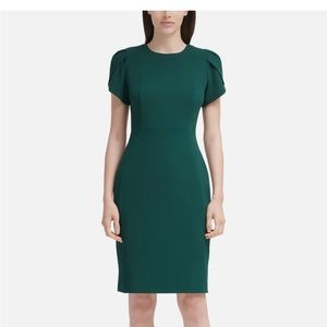 Calvin Klein Petites Womens Mini Tulip-Sleeve Sheath Dress size 6P